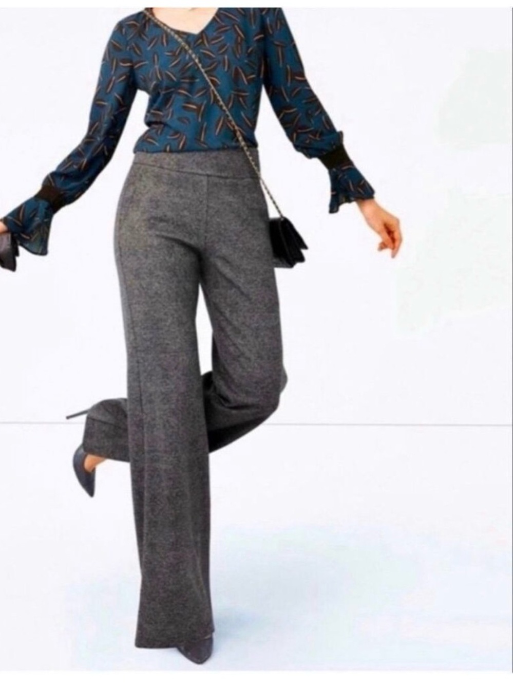 CAbi Bond Trouser Gray Wide-Leg Dress Pants